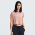 solid color round neck short sleeve loose crop T-shirt NSDQF127347