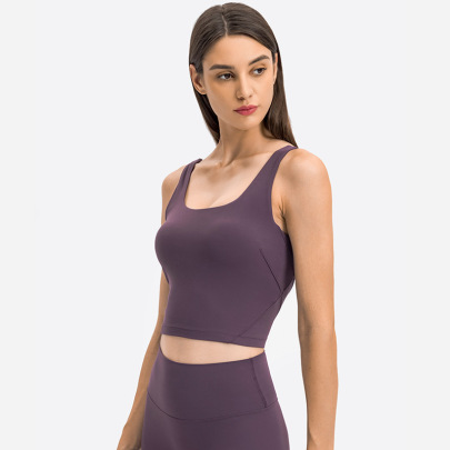 Solid Color With Chest Pad U-shaped Yoga Vest NSDQF127351