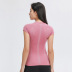 round neck slim solid color short-sleeved elastic yoga top NSDQF127353