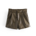 solid color pleated leather shorts NSAM127392