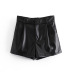 solid color pleated leather shorts NSAM127392