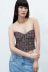 printed textured corset style crop top NSAM127398