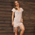 v-neck hollow tassel short-sleeved loose perspective beach outdoor cover-up NSDMB127414