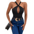 cross sleeveless hollow backless solid color jumpsuit NSDMB127435
