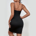 hanging neck sling backless drawstring tight solid color dress NSDMB127437