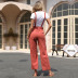 pantalones de pierna ancha con cintura alta y botones en color liso NSDMB127449