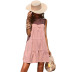 loose sleeveless lace-up solid color cotton and linen dress NSDMB127450