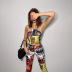 personalized printing halterneck top bootcut trousers two-piece set NSAG127461