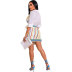 printing lapel long sleeve top and skirt set NSXHX127470
