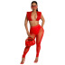 slim solid color top and mesh pants two-piece set NSFFE127479