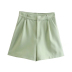 high waist straight solid color Linen-blend shorts NSLAY127696