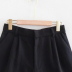 high waist straight solid color Linen Blend Shorts NSLAY127693