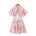vestido de gasa floral con borde de hongo y cordones sin espalda de manga corta NSLAY127689