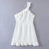 Ruffled Slanted Shoulder sling backless tight solid color Dress NSLAY127678