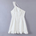 Ruffled Slanted Shoulder sling backless tight solid color Dress NSLAY127678