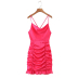 cross sling backless low-cut slim solid color satin dress NSLAY127659