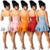 solid color slim camisole and ruffled shorts set NSQKT127501