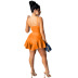 solid color slim camisole and ruffled shorts set NSQKT127501
