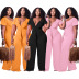 solid color loose puff sleeves wide-leg jumpsuits (with belt pockets) NSQKT127505