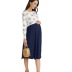 contrast color floral long-sleeved round neck mid-length dress maternity clothes NSGTY127534