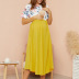 Printed contrast color round neck short sleeve floral midi dress maternity clothes NSGTY127537