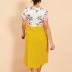 Printed contrast color round neck short sleeve floral midi dress maternity clothes NSGTY127537