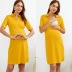 lapel short-sleeved solid color mid-length breastfeeding dress maternity clothes NSGTY127538