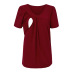Short-sleeved round neck solid color pleated nursing clothing maternity clothes NSGTY127539