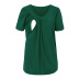 Short-sleeved round neck solid color pleated nursing clothing maternity clothes NSGTY127539