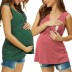 solid color V-neck sleeveless elastic nursing top maternity clothes NSGTY127540