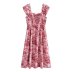 slim sling low-cut backless floral dress NSAM127543