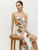 backless high waist side slit suspender floral print dress NSAM127554