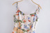 backless high waist side slit suspender floral print dress NSAM127554