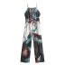 printed suspender sleeveless lace-up backless wide-leg jumpsuit NSAM127556