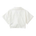 camisa corta de lino de color liso con bolsillos profundos en V y solapa de manga corta NSAM127564