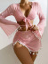 traje de baño de cuatro piezas con costuras y flecos en color liso NSCSY127570