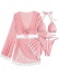 traje de baño de cuatro piezas con costuras y flecos en color liso NSCSY127570