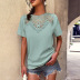 Stitching short sleeve round neck loose Solid Color Lace T-Shirt NSDY127581