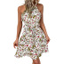 vestido floral ajustado sin mangas con volantes y cordones NSDY127583