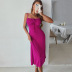 solid color chest pleated slip dress NSDY127585