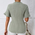 cotton and linen short-sleeved fungus edge top NSDY127590