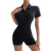 solid color lapel high elastic slim short sleeve jumpsuit NSDY127595