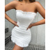ruffled tube top tight short solid color dress NSZY127613