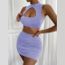 hollow sleeveless high waist slim solid color vest and skirt set NSZY127615