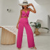 solid color sling backless wrap chest high waist flared pants and vest suit NSDF127627
