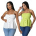 solid color pleated button decor camisole NSXHX127649