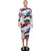 print long sleeve round neck mid-length dress NSXHX127654