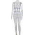 mesh crescent print sling backless slim vest and trousers suit NSFH124230
