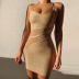 lace-up hanging neck backless solid color perspective dress NSFH124246