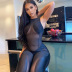 sleeveless tight round neck stitching solid color mesh jumpsuit NSFH124251